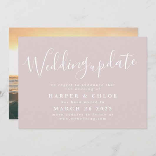 Wedding update Wijziging datum uitstel Save The Date (Voorkant / Achterkant)