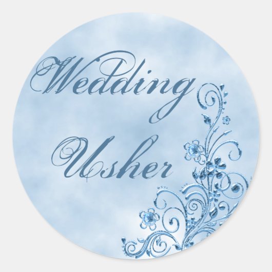 Wedding Usher Envelope zegels: Sky Blue Elegance Ronde Sticker (Voorkant)
