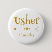 Wedding Usher Gold en White Ronde Button 5,7 Cm (Voorkant)