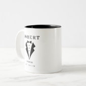 Wedding USHER Tuxedo Persoonlijke naam Tweekleurige Koffiemok (Voorkant links)