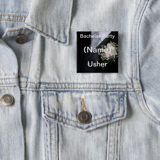 Wedding Usher Vierkante Button 5,1 Cm (In situ)