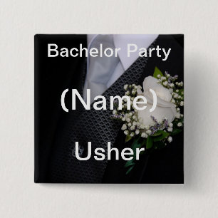 Wedding Usher Vierkante Button 5,1 Cm
