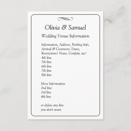 Wedding Venue info - Black White Infinity Scroll, Informatiekaartje (Voorkant)