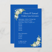 Wedding Venue info - Cobalt Blue & White Roses Wed Informatiekaartje (Voorkant / Achterkant)