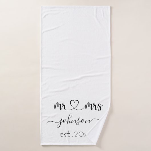 Wedding Verloving Heart de heer Mrs. Persoonlijke  Badhanddoek (Badhanddoek)