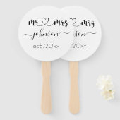 Wedding Verloving Heart de heer Mrs. Persoonlijke  Handwaaier (Voorkant en achterkant)