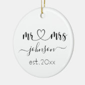 Wedding Verloving Heart de heer Mrs. Persoonlijke  Keramisch Ornament (Links)
