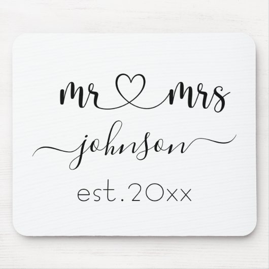 Wedding Verloving Heart de heer Mrs. Persoonlijke  Muismat (Voorkant)