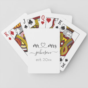 Wedding Verloving Heart de heer Mrs. Persoonlijke  Pokerkaarten