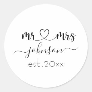 Wedding Verloving Heart de heer Mrs. Persoonlijke  Ronde Sticker