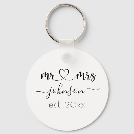 Wedding Verloving Heart de heer Mrs. Persoonlijke  Sleutelhanger (Voorkant)