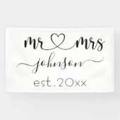 Wedding Verloving Heart de heer Mrs. Persoonlijke  Spandoek (Horizontaal)