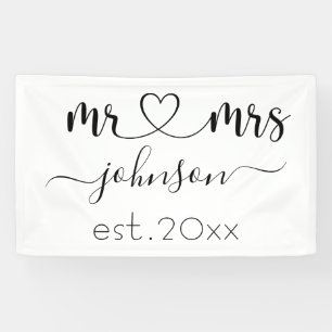Wedding Verloving Heart de heer Mrs. Persoonlijke  Spandoek