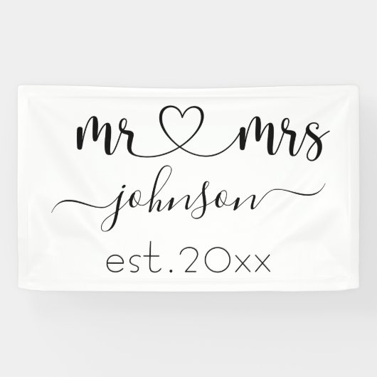Wedding Verloving Heart de heer Mrs. Persoonlijke Spandoek (Horizontaal)