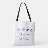 Wedding Verloving Heart de heer Mrs. Persoonlijke Tote Bag (Achterkant)