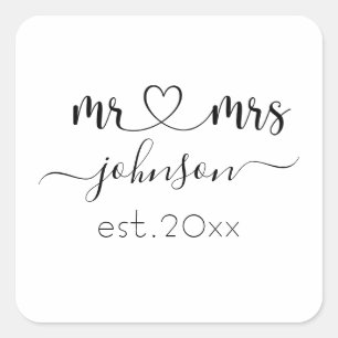 Wedding Verloving Heart de heer Mrs. Persoonlijke  Vierkante Sticker