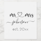 Wedding Verloving Heart de heer Mrs. Persoonlijke  Wijn Etiket (Enkel label)