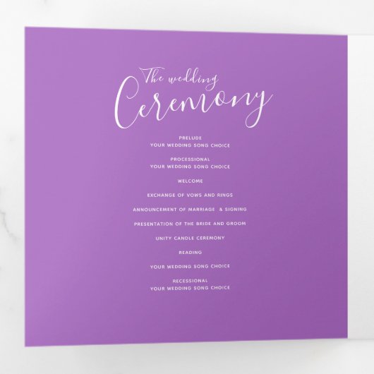 Wedding vernieuwing ceremonie programma paarse pro (Binnenzijde eerst)
