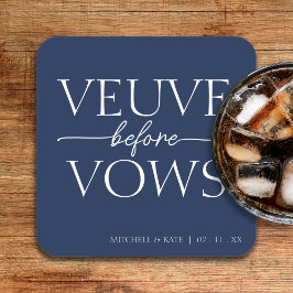 Wedding Veuve Before Vows Navyblauw & Wit Bruiloft Kartonnen Onderzetters
