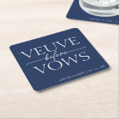 Wedding Veuve Before Vows Navyblauw & Wit Bruiloft Kartonnen Onderzetters (Schuin)