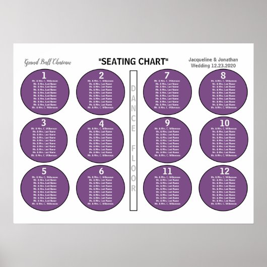 Wedding Violet 12-tabel Poster (Voorkant)