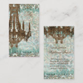 Wedding Visitekaartje Chandelier Damask GB (Voorkant / Achterkant)
