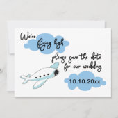Wedding Vliegtuigbestemming Save the Date Kaart (Voorkant)