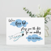 Wedding Vliegtuigbestemming Save the Date Kaart (Staand voorkant)