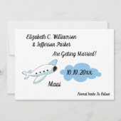 Wedding Vliegtuigbestemming Save the Date Kaart (Achterkant)