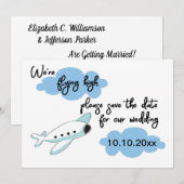 Wedding Vliegtuigbestemming Save the Date Kaart (Voorkant / Achterkant)