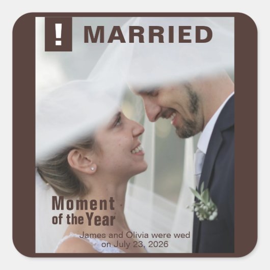 Wedding Voeg foto toe Fun Magazine Hoesje Vierkante Sticker (Voorkant)