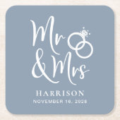 Wedding voor de heer Dusty Blue Kartonnen Onderzetters (Voorkant)