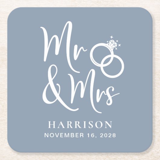 Wedding voor de heer Dusty Blue Kartonnen Onderzetters (Voorkant)