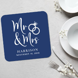 Wedding voor de heer Mrs Navy Blue Kartonnen Onderzetters
