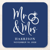 Wedding voor de heer Mrs Navy Blue Kartonnen Onderzetters (Voorkant)
