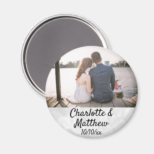 Wedding voor Modern Typografie Foto bedankt Magneet (Voorkant / Achterkant)