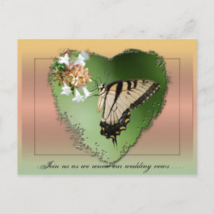 Wedding Vow Renewal Briefkaart/Butterfly en Heart Briefkaart
