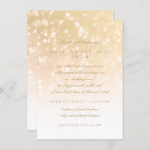 Wedding Vow Renewal Gold Bokeh Sparkle Lights Kaart