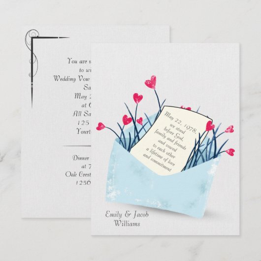 Wedding Vow Renewal-hartbloemen Kaart (Voorkant / Achterkant)