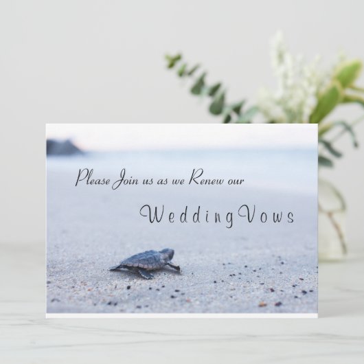 Wedding Vow Renewal Invitation Zee Turtle Kaart (Staand voorkant)