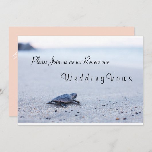 Wedding Vow Renewal Invitation Zee Turtle Kaart (Voorkant / Achterkant)