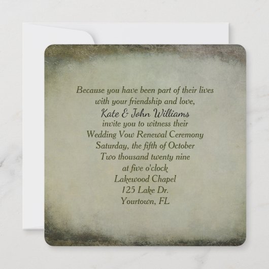 Wedding Vow Renewal lijst Kaart (Achterkant)