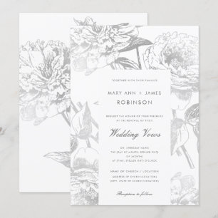 Wedding Vow Renewal Modern Simple Floral Silver Kaart