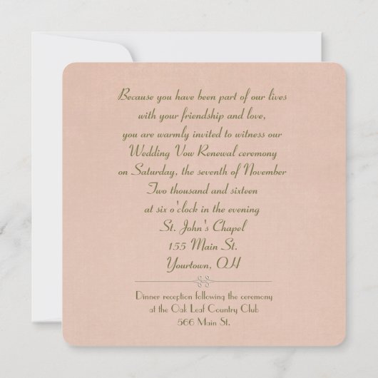 Wedding Vow Renewal Roos en wijn Kaart (Achterkant)