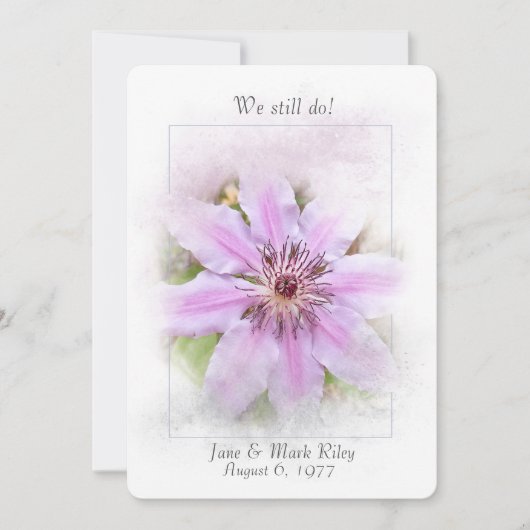 Wedding Vow Renewal-roze clematis Kaart (Voorkant)