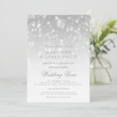 Wedding Vow Renewal Silver Bokeh Sparkle Lights Kaart (Staand voorkant)
