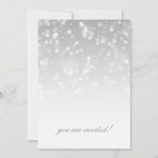 Wedding Vow Renewal Silver Bokeh Sparkle Lights Kaart (Achterkant)