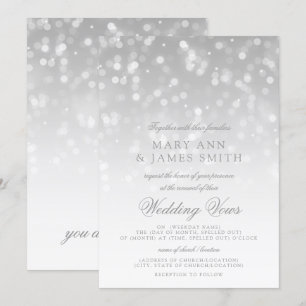 Wedding Vow Renewal Silver Bokeh Sparkle Lights Kaart