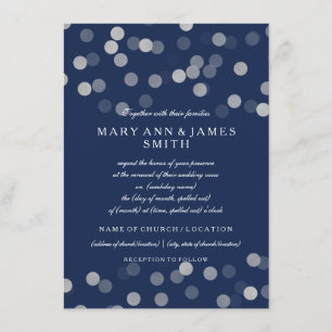 Wedding Vow Renewal Sliver Glitter Navy Blue Kaart