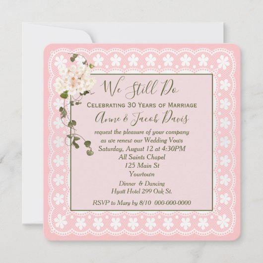 Wedding Vow Renewal Square Lace Kaart (Voorkant)